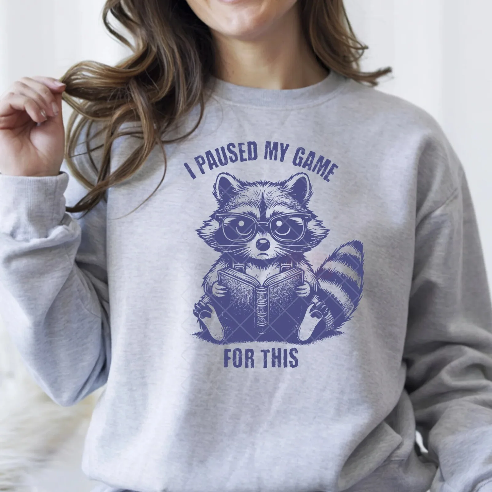 Gamer Raccoon Reading Book I Paused My Game For This Sweatshirt