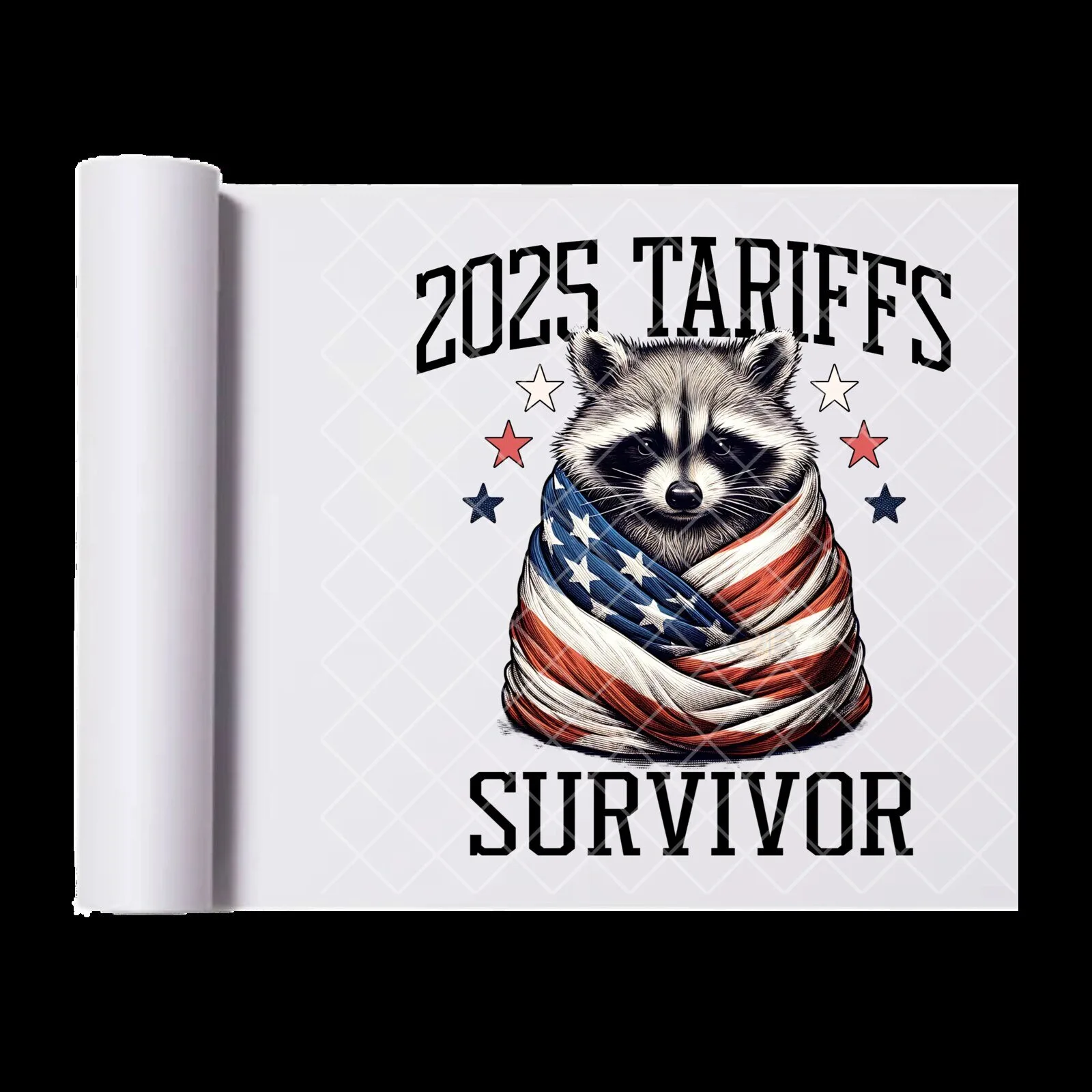 2025 Tariffs Survivor Raccoon American Flag DTF Transfer for T-Shirts