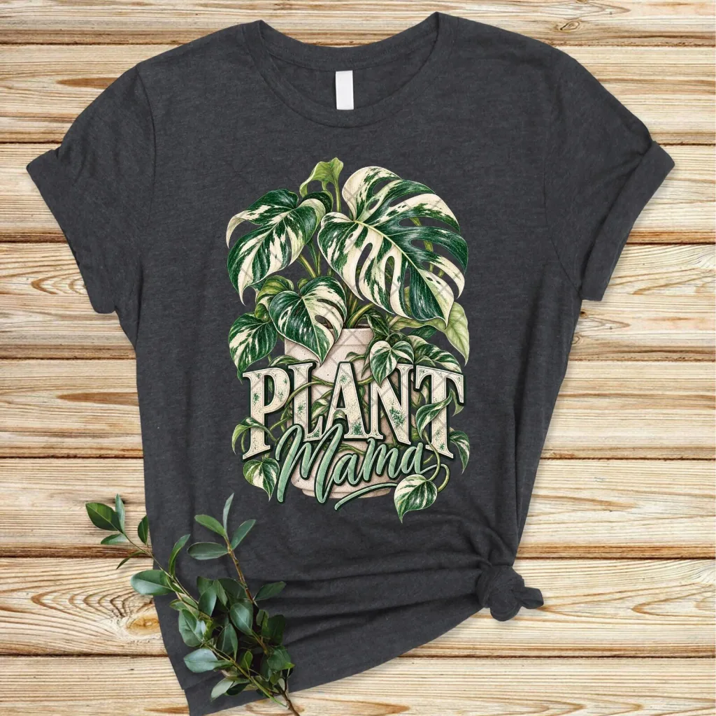 Plant Mama Variegated Monstera Houseplant Lover Graphic T-Shirt Plant Mama Variegated Monstera Houseplant Lover Graphic T-Shirt