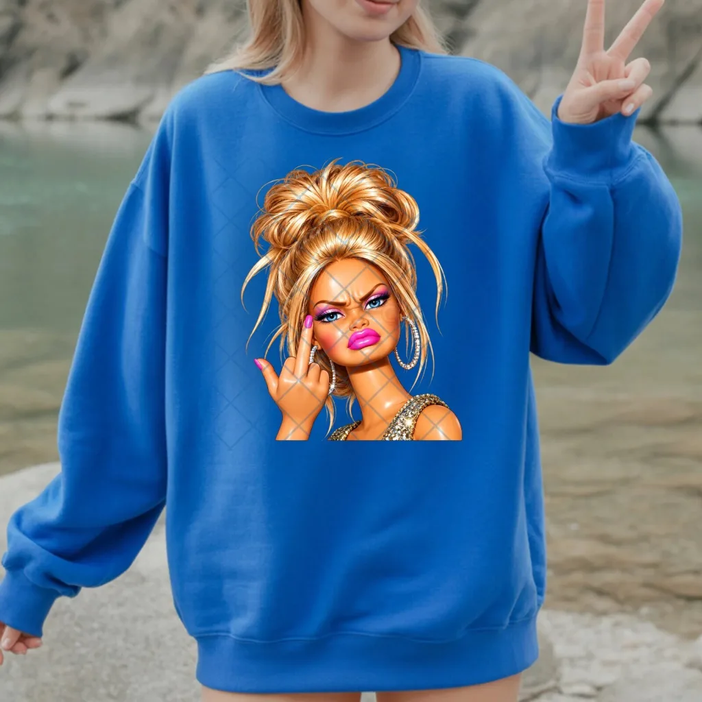 Blonde Doll Ew Face Funny Sarcastic Middle Finger Sweatshirt Blonde Doll Ew Face Funny Sarcastic Middle Finger Sweatshirt