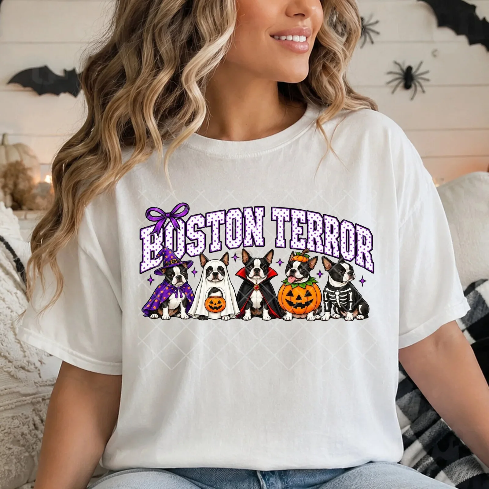 Boston Terrier Halloween Dogs Costume Party Spooky Season T-Shirt