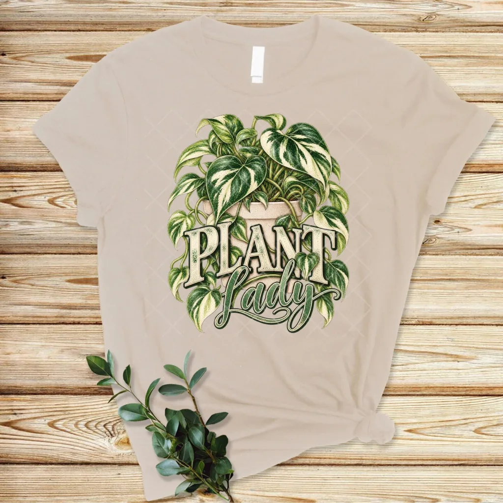 Plant Lady Variegated Pothos Houseplant Graphic T-Shirt for Women Plant Lady Variegated Pothos Houseplant Graphic T-Shirt for Women