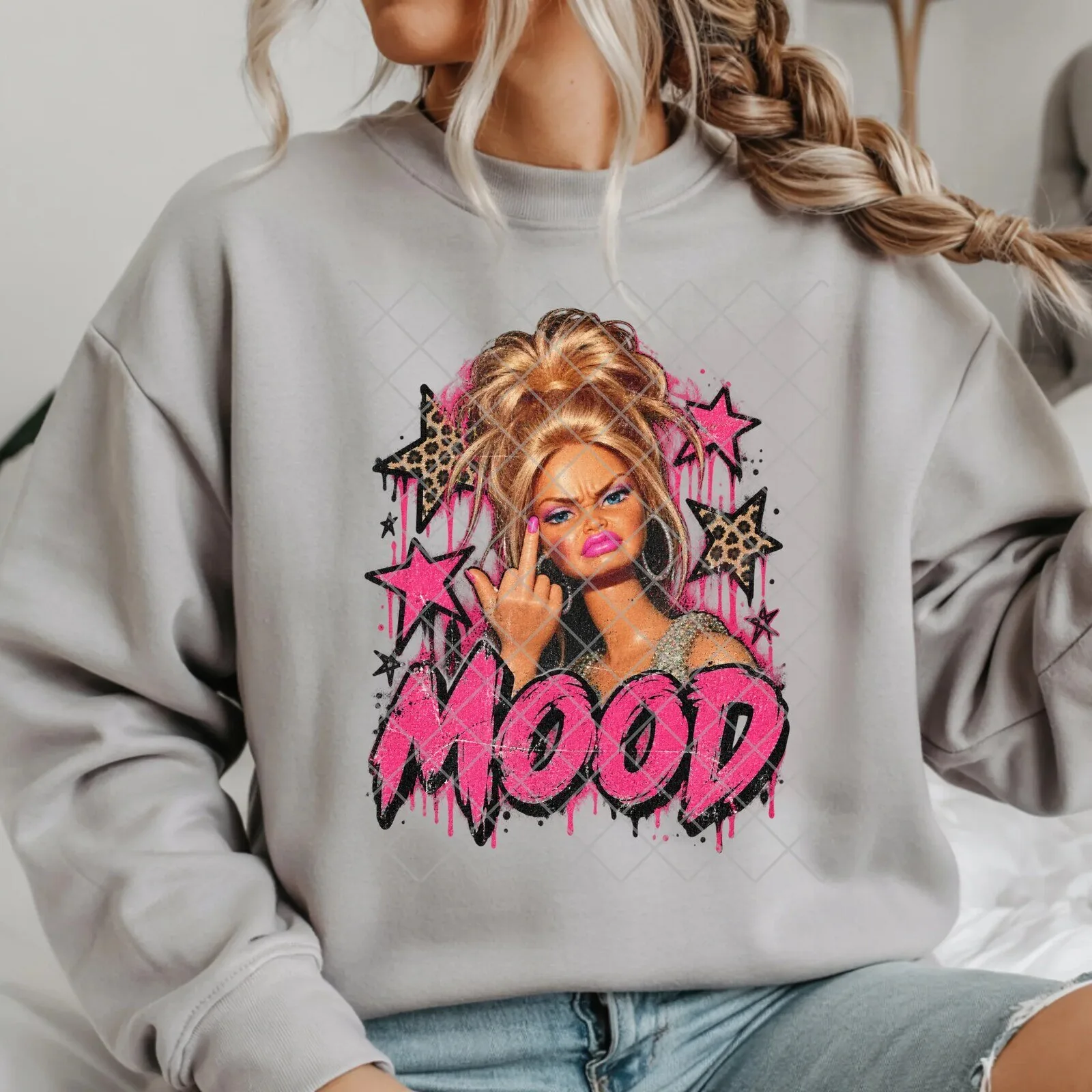 Blondie Ick Mood Funny Sarcastic Doll Graphic Crewneck Sweatshirt