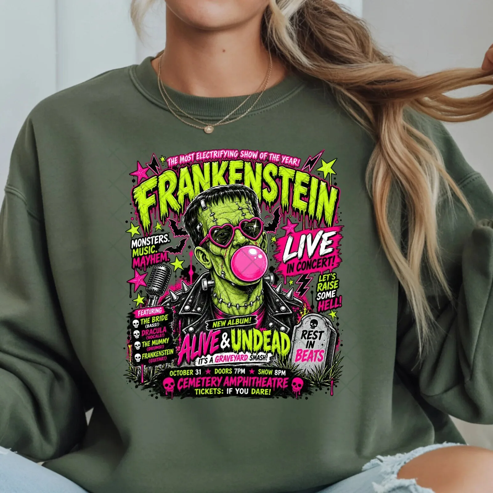 Frankenstein Monster Live Concert Halloween Sweatshirt