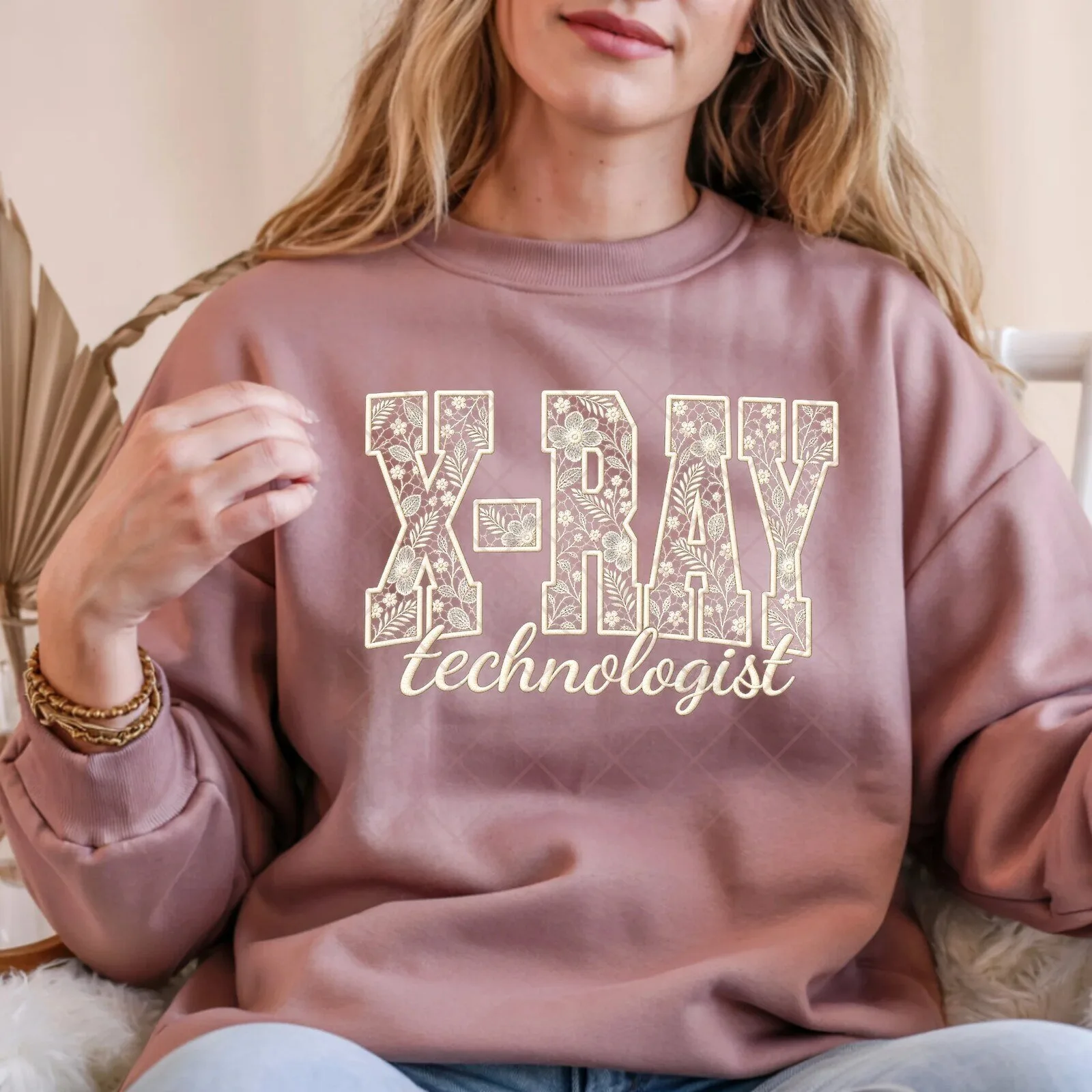 Floral X-Ray Technologist Radiography Medical Worker Crewneck Sweatshirt 5 Floral X-Ray Technologist Radiography Medical Worker Crewneck Sweatshirt
