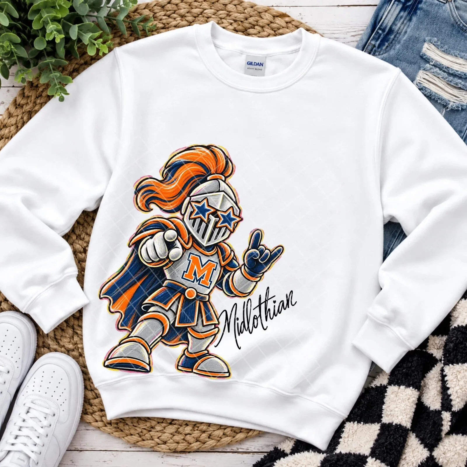 Midlothian High School Knights Mascot Graphic Design Sweatshirt 6 Midlothian High School Knights Mascot Graphic Design Sweatshirt